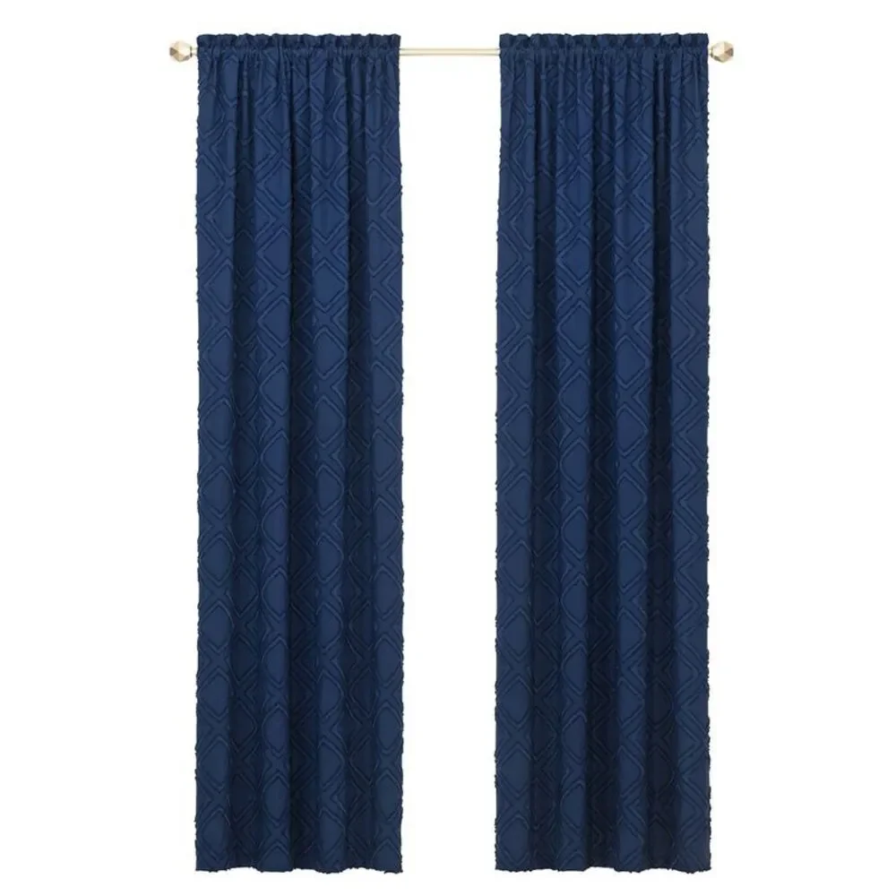 PowerSellerUSA 2-Pack Geometric Window Curtain Panels Contemporary Diamond